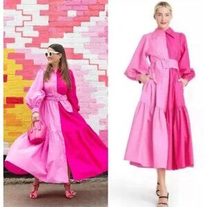Christopher John Rogers Target Two-Tone Pink Maxi Shirt Dress Women's Size 2